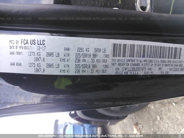 1C4PJLCB9JD557073 - 2018 JEEP CHEROKEE LATITUDE Қара фото 9