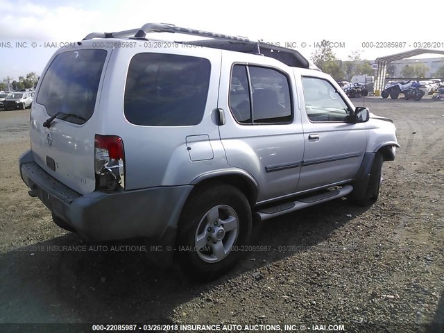 5N1ED28T74C644020 - 2004 NISSAN XTERRA XE/SE SILVER photo 4