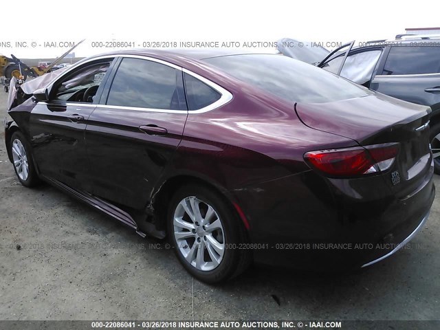 1C3CCCAB1FN716136 - 2015 CHRYSLER 200 LIMITED MAROON photo 3