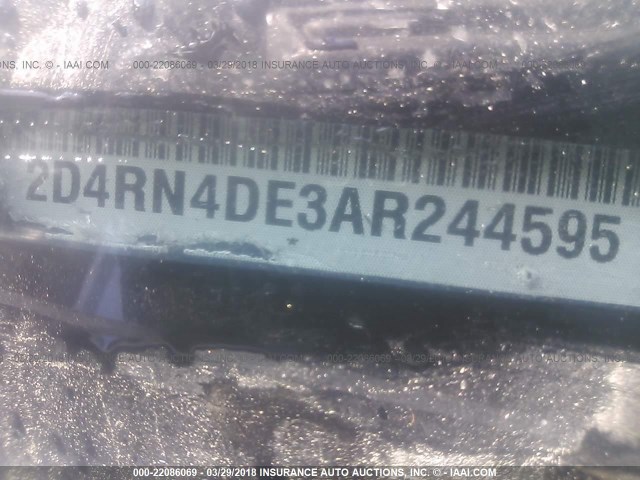 2D4RN4DE3AR244595 - 2010 DODGE GRAND CARAVAN SE BLUE photo 9