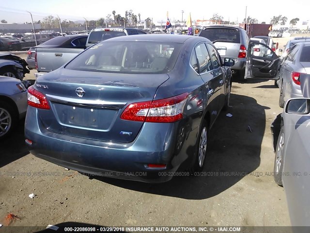 3N1AB7AP2EY310444 - 2014 NISSAN SENTRA S/SV/SR/SL BLUE photo 4