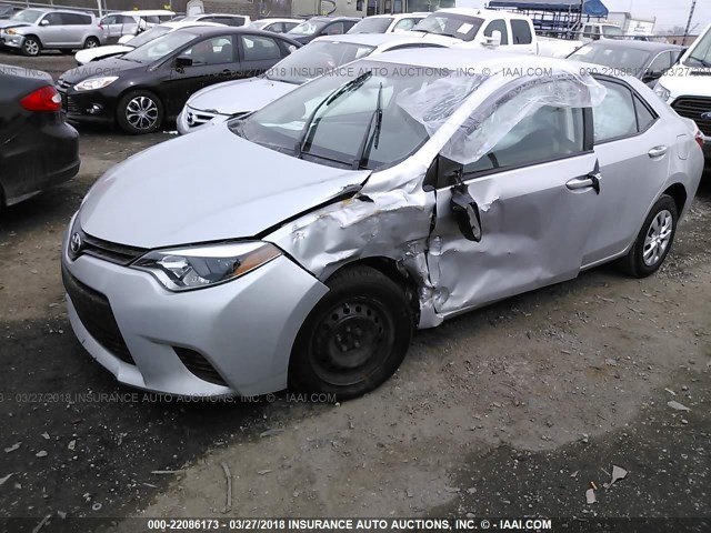 2T1BURHE1EC147460 - 2014 TOYOTA COROLLA L/LE/LE PLS/PRM/S/S PLS SILVER photo 2