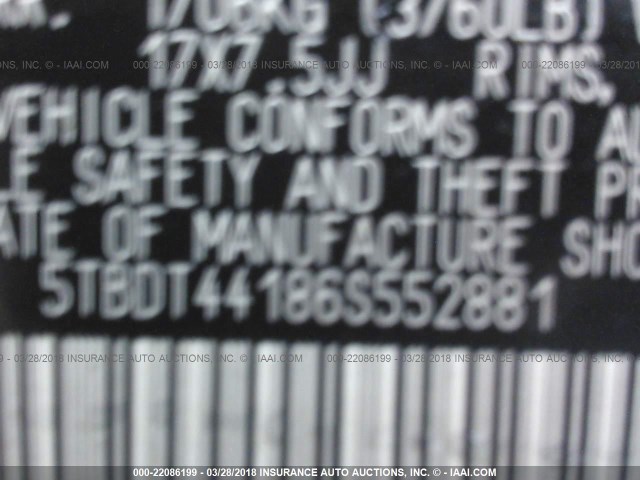 5TBDT44186S552881 - 2006 TOYOTA TUNDRA DOUBLE CAB SR5 SILVER photo 9