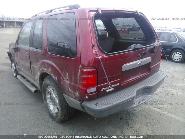 1FMYU70E81UC16132 - 2001 FORD EXPLORER SPORT RED photo 3