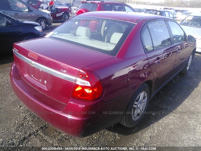 1G1ZS51F06F289560 - 2006 CHEVROLET MALIBU LS წითელი ფოტო 4