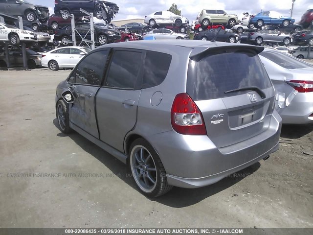 JHMGD38637S031849 - 2007 HONDA FIT S SILVER photo 3