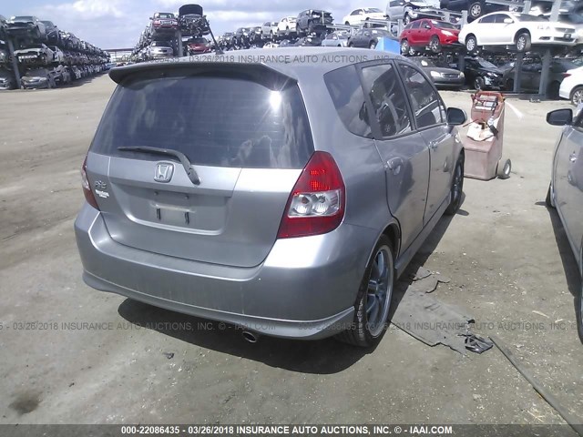 JHMGD38637S031849 - 2007 HONDA FIT S SILVER photo 4