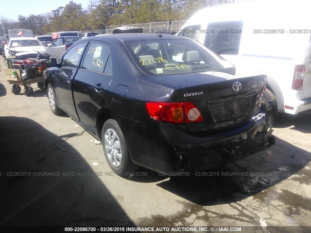 2T1BU40E39C034999 - 2009 TOYOTA COROLLA S/LE/XLE BLACK photo 3