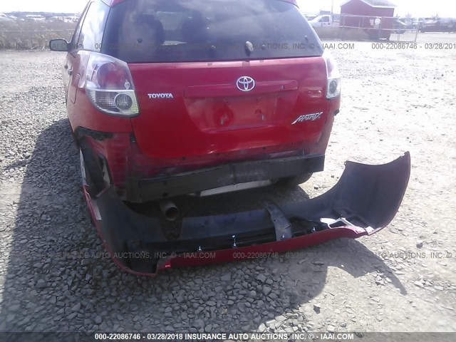 2T1KR32E78C686516 - 2008 TOYOTA COROLLA MATRIX XR RED photo 6