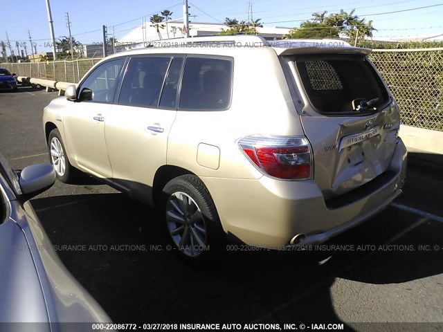 JTEEW41A982023503 - 2008 TOYOTA HIGHLANDER HYBRID GOLD photo 3