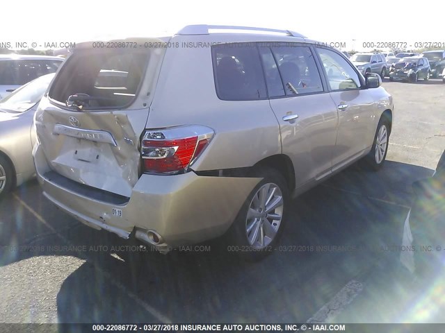 JTEEW41A982023503 - 2008 TOYOTA HIGHLANDER HYBRID GOLD photo 4