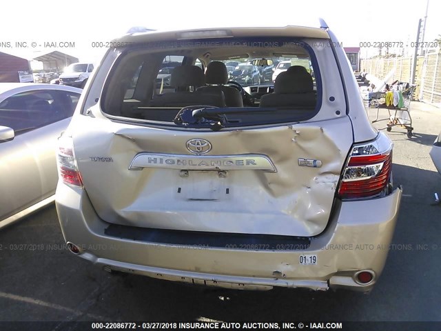 JTEEW41A982023503 - 2008 TOYOTA HIGHLANDER HYBRID GOLD photo 6