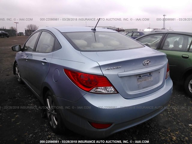 KMHCU4AE1CU116643 - 2012 HYUNDAI ACCENT GLS/GS/SE BLUE photo 3