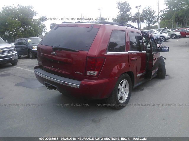 1J8HR58N85C719257 - 2005 JEEP GRAND CHEROKEE LIMITED RED photo 4