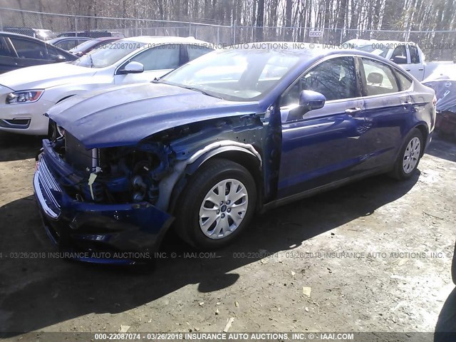 3FA6P0G71DR181338 - 2013 FORD FUSION S BLUE photo 2