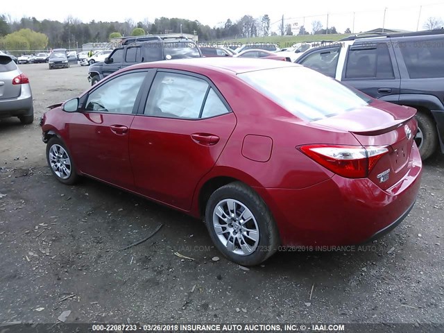 5YFBURHE0FP274671 - 2015 TOYOTA COROLLA L/LE/LE PLS/PRM/S/S PLS RED photo 3