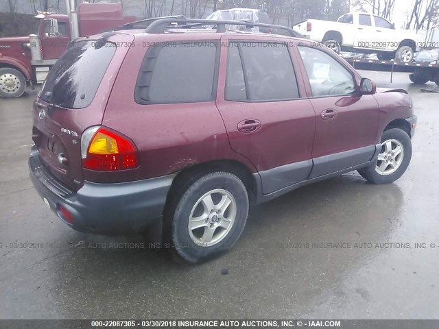 KM8SC73D72U300004 - 2002 HYUNDAI SANTA FE GLS/LX BURGUNDY photo 4