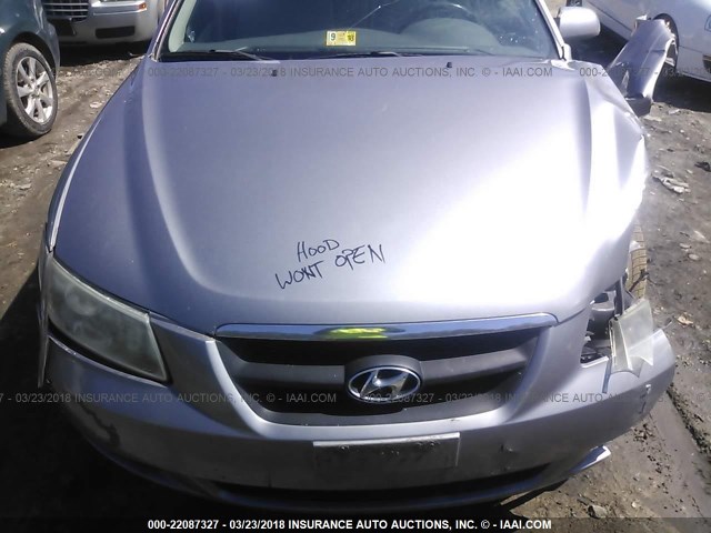 5NPEU46FX6H042362 - 2006 HYUNDAI SONATA GLS/LX GRAY photo 10