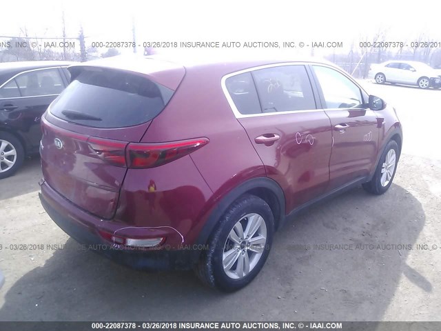 KNDPMCAC9H7243340 - 2017 KIA SPORTAGE LX RED photo 4