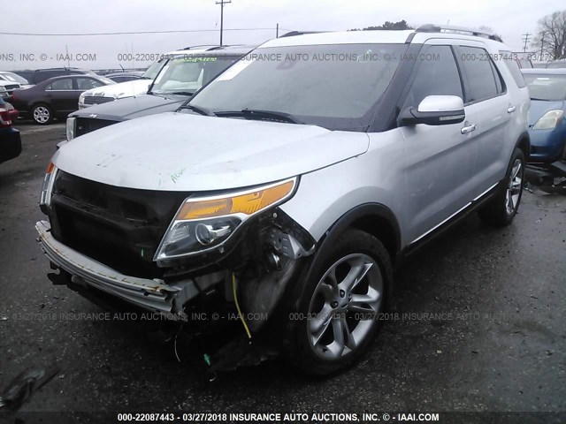 1FM5K8F81DGA05602 - 2013 FORD EXPLORER LIMITED SILVER photo 2