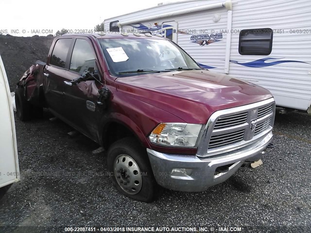 3C63DRKL5CG307653 - 2012 DODGE 3500 4X4 CREWCAB LONGHORN MAROON photo 1