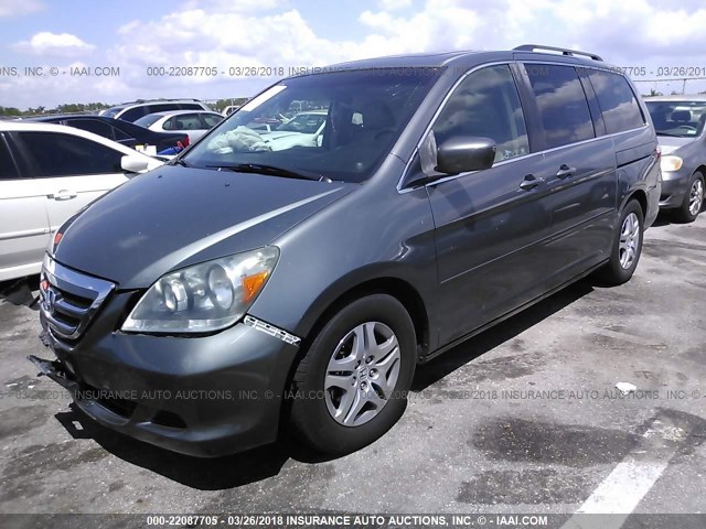 5FNRL38697B448774 - 2007 HONDA ODYSSEY EXL ნაცრისფერი ფოტო 2
