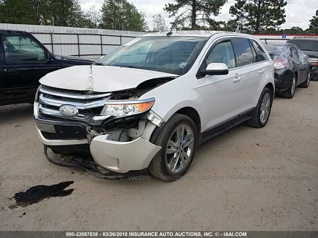 2FMDK3K93CBA39804 - 2012 FORD EDGE LIMITED WHITE photo 2