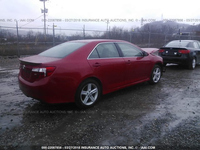 4T1BF1FK0CU609541 - 2012 TOYOTA CAMRY SE/LE/XLE RED photo 4