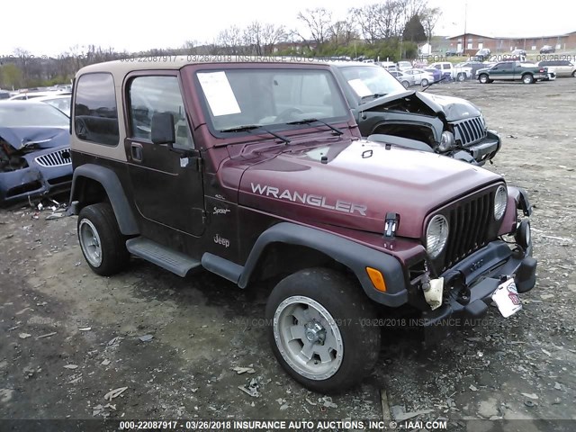 1J4FA49S82P704079 - 2002 JEEP WRANGLER / TJ SPORT MAROON photo 1