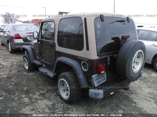 1J4FA49S82P704079 - 2002 JEEP WRANGLER / TJ SPORT MAROON photo 3