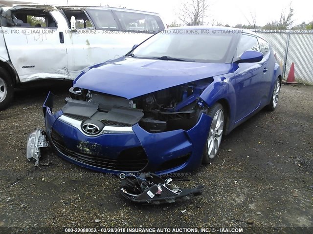 KMHTC6AD3CU027274 - 2012 HYUNDAI VELOSTER BLUE photo 2