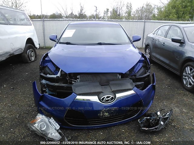 KMHTC6AD3CU027274 - 2012 HYUNDAI VELOSTER BLUE photo 6