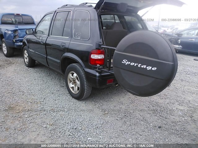 KNDJB723X25164103 - 2002 KIA SPORTAGE BLACK photo 3