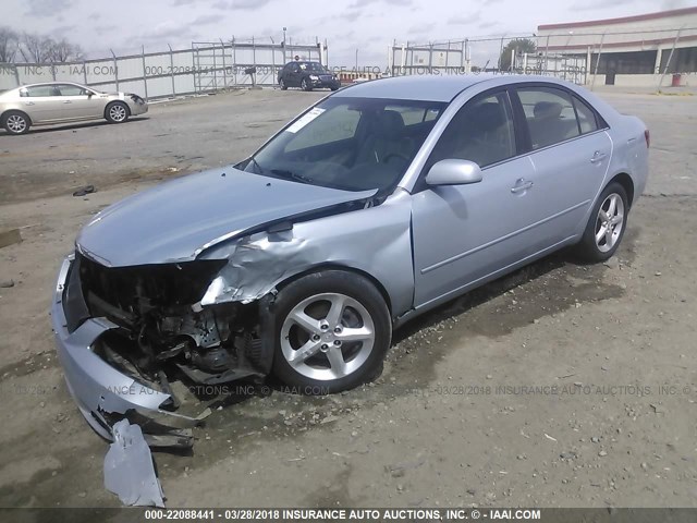 5NPEU46F76H105336 - 2006 HYUNDAI SONATA GLS/LX Light Blue photo 2