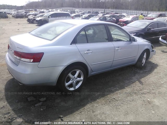 5NPEU46F76H105336 - 2006 HYUNDAI SONATA GLS/LX Light Blue photo 4