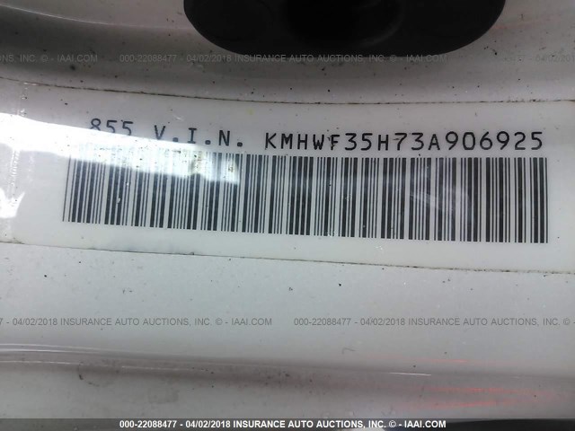 KMHWF35H73A906925 - 2003 HYUNDAI SONATA GLS/LX WHITE photo 9