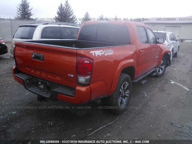 5TFCZ5AN8HX053963 - 2017 TOYOTA TACOMA DBL CAB/SR/TRDSPT/OR/PRO ნარინჯისფერი ფოტო 4