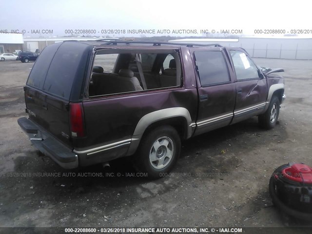 1GKFK16RXWJ732899 - 1998 GMC SUBURBAN K1500 MAROON photo 4