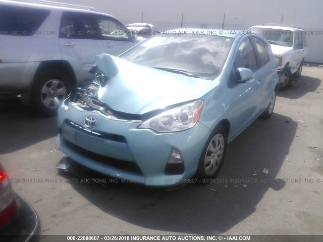 JTDKDTB34D1036585 - 2013 TOYOTA PRIUS C Light Blue photo 2