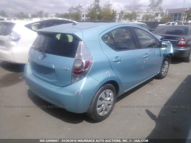 JTDKDTB34D1036585 - 2013 TOYOTA PRIUS C Light Blue photo 4