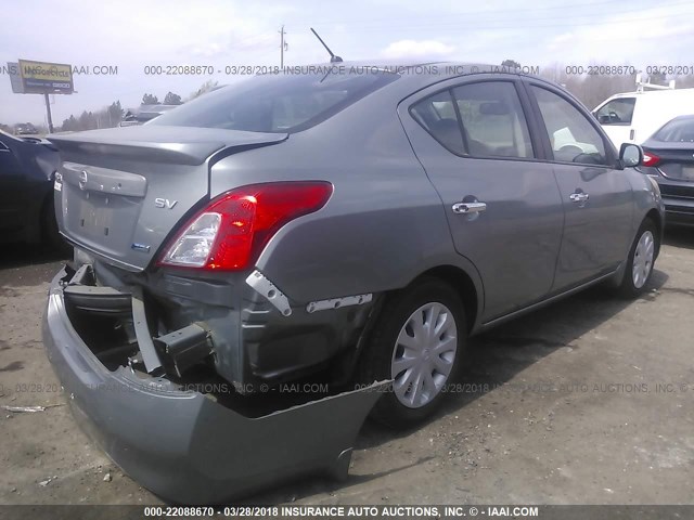 3N1CN7AP6CL879713 - 2012 NISSAN VERSA S/SV/SL GRAY photo 4