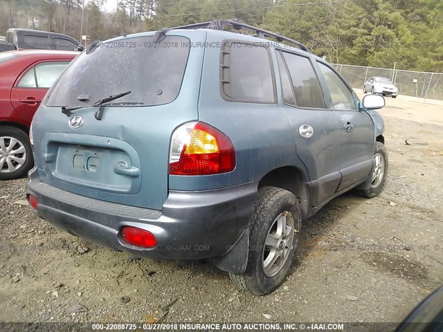 KM8SC13D72U287428 - 2002 HYUNDAI SANTA FE GLS/LX BLUE photo 4