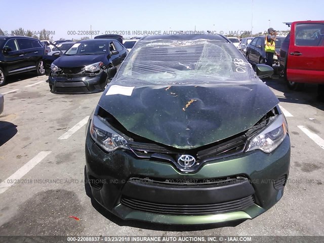 2T1BURHE7EC060193 - 2014 TOYOTA COROLLA L/LE/LE PLS/PRM/S/S PLS GREEN photo 6