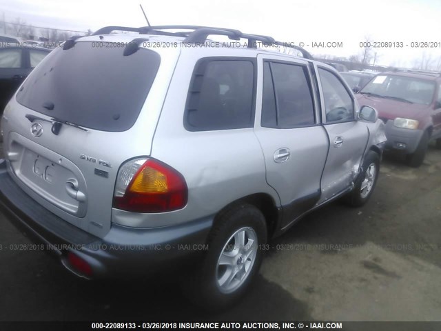 KM8SC73E34U852885 - 2004 HYUNDAI SANTA FE GLS/LX SILVER photo 4