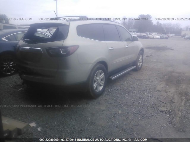 1GNKRGKD1DJ183634 - 2013 CHEVROLET TRAVERSE LT GOLD photo 4