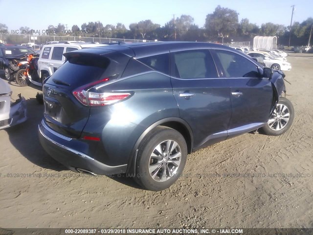 5N1AZ2MG6FN289356 - 2015 NISSAN MURANO S/SL/SV/PLATINUM GRAY photo 4