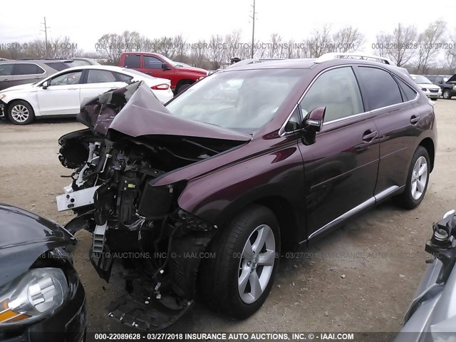 2T2BK1BA0FC292936 - 2015 LEXUS RX 350/BASE/F SPORT RED photo 2