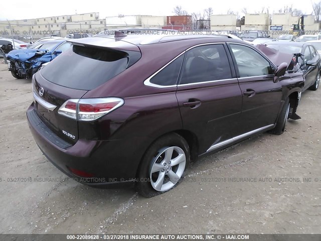 2T2BK1BA0FC292936 - 2015 LEXUS RX 350/BASE/F SPORT RED photo 4