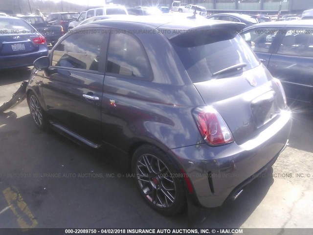 3C3CFFFH7FT502144 - 2015 FIAT 500 ABARTH GRAY photo 3