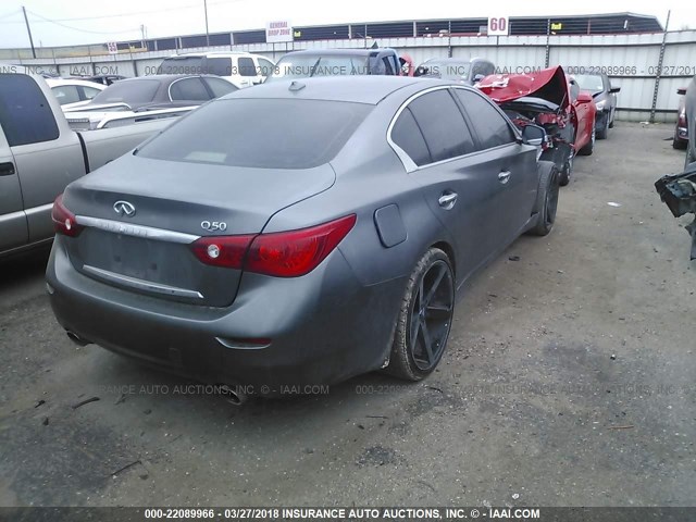 JN1BV7APXEM672889 - 2014 INFINITI Q50 PREMIUM/SPORT GRAY photo 4